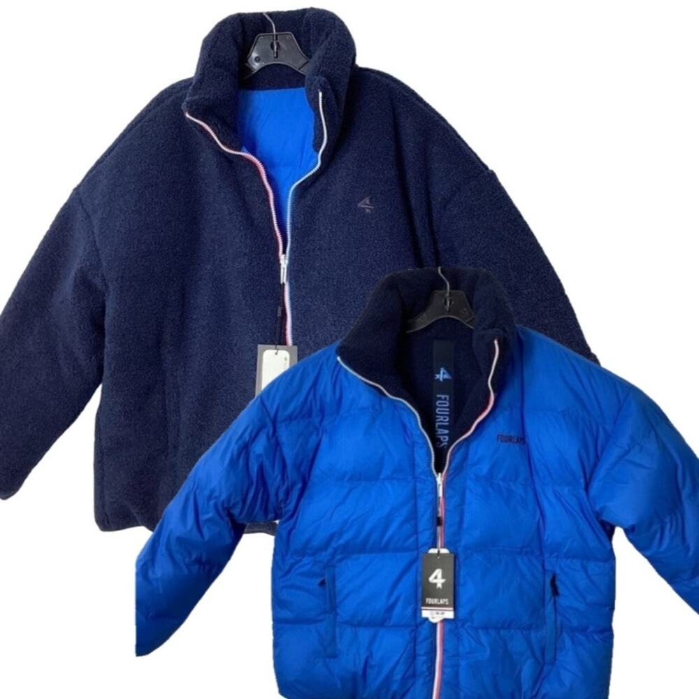 Fourlaps Small Polar Quilted Sherpa Jacket Navy / Cornflower NWT Women's